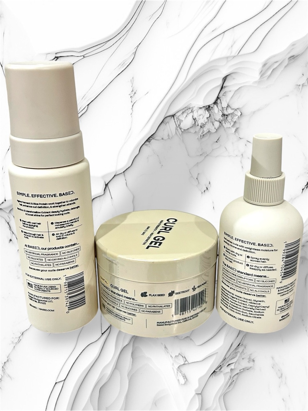 BASED BODYWORKS Curly Trio Set NEW Curl Mousse Gel Refresh Spray Hair Care - Picture 5 of 11